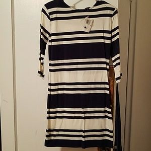 French Connection Jag Strip Dress - White/Navy